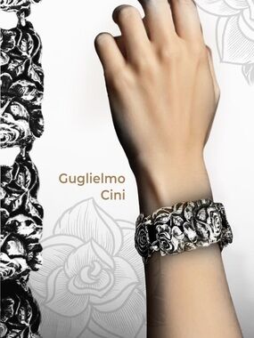 Guglielmo Cini panel rose high relief repousse Italian vintage luxury silver